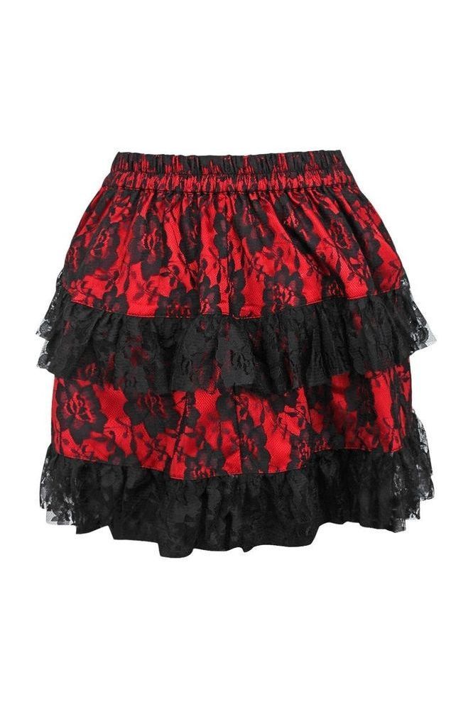 Red/Black Lace Ruched Bustle Skirt - Daisy Corsets