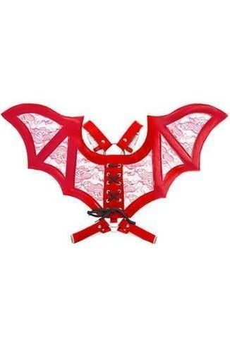 Red/Red Faux Leather & Lace Wing Harness - Daisy Corsets