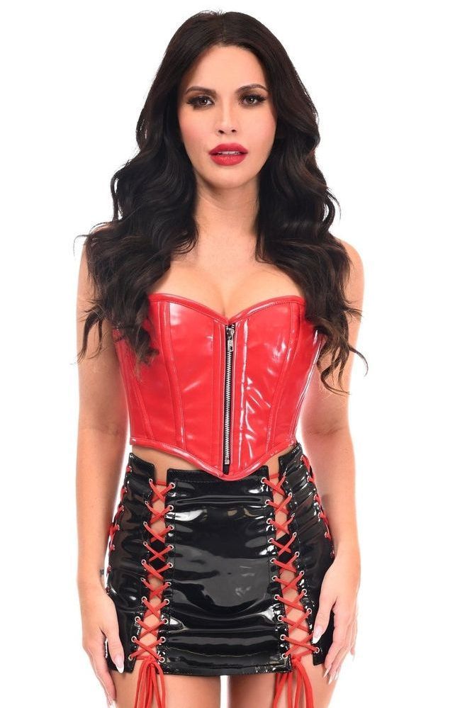 Top Drawer 2 PC Red/Black Zipper Bustier & Skirt Set - Daisy Corsets