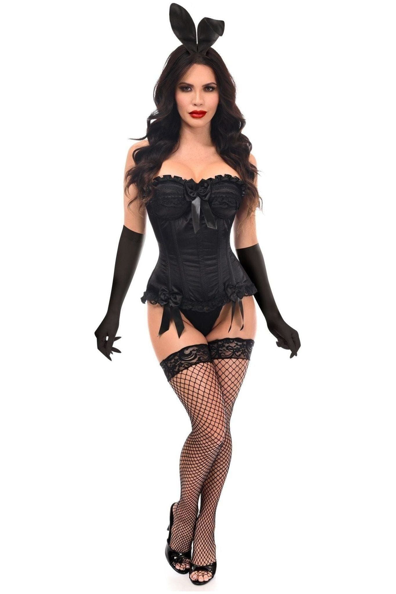 Top Drawer 4 PC Black Burlesque Bunny Corset Costume - Daisy Corsets