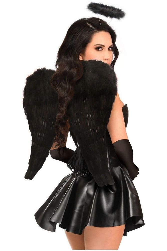 Top Drawer 4 PC Faux Leather Dark Angel Corset Dress Costume - Daisy Corsets