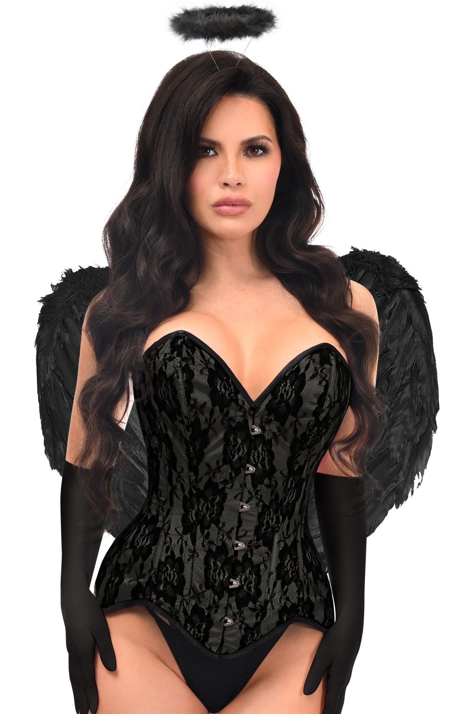 Top Drawer 4 PC Premium Black Angel Corset Costume - Daisy Corsets