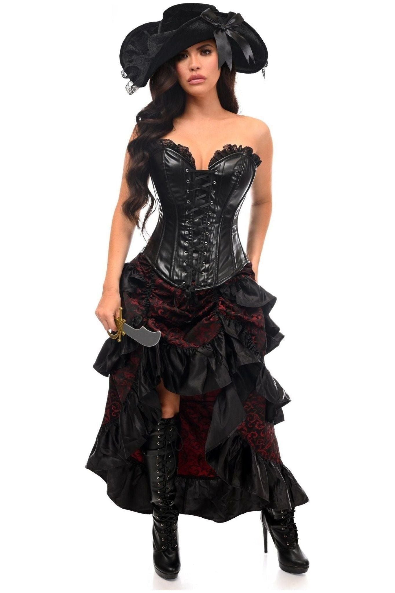 Top Drawer 4 PC Red/Black Premium Pirate Corset Costume - Daisy Corsets