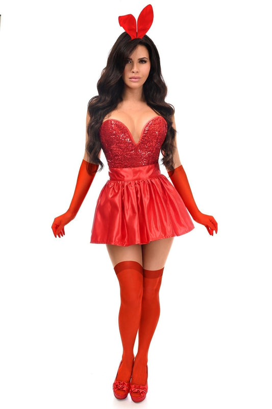 Top Drawer 5 PC Premium Red Bunny Corset Costume - Daisy Corsets