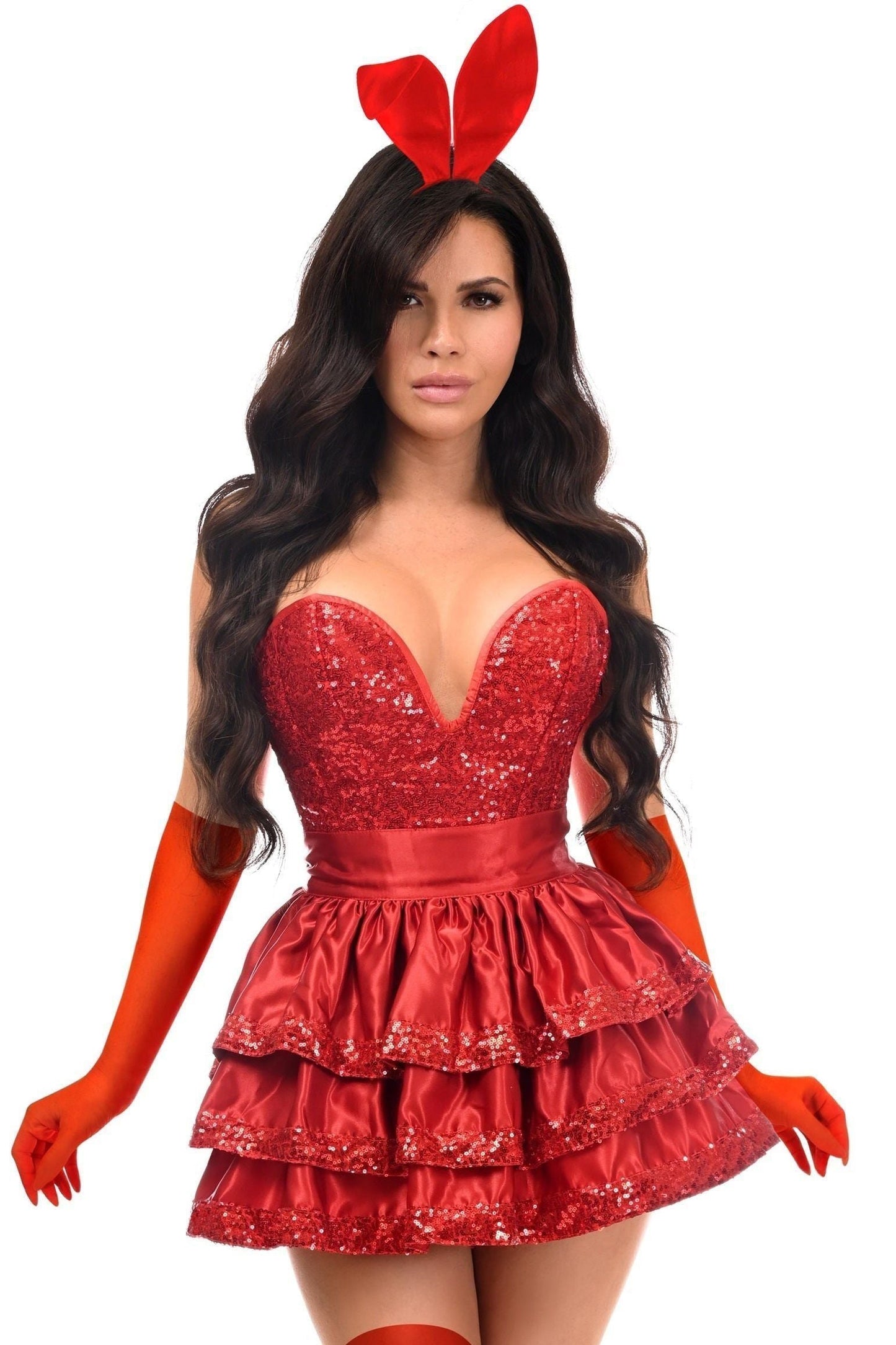 Top Drawer 5 PC Red Sequin Bunny Corset Costume - Daisy Corsets