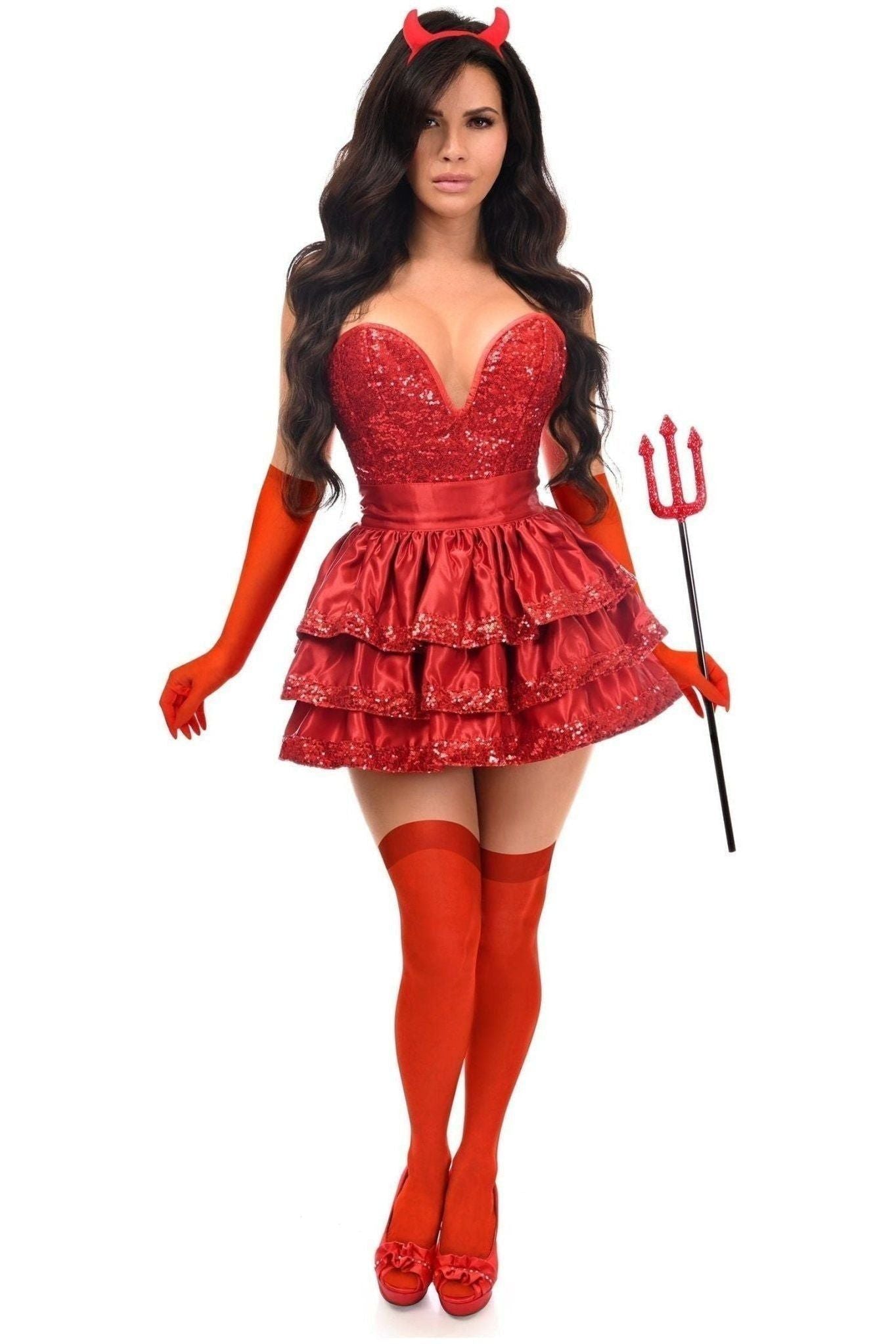Top Drawer 5 PC Red Sequin Devil Corset Costume - Daisy Corsets