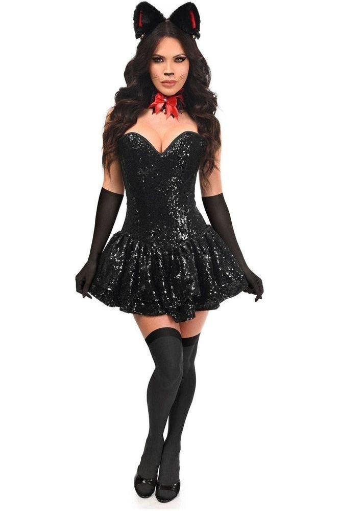 Top Drawer 5 PC Sequin Black/Red Cat Corset Dress Costume - Daisy Corsets