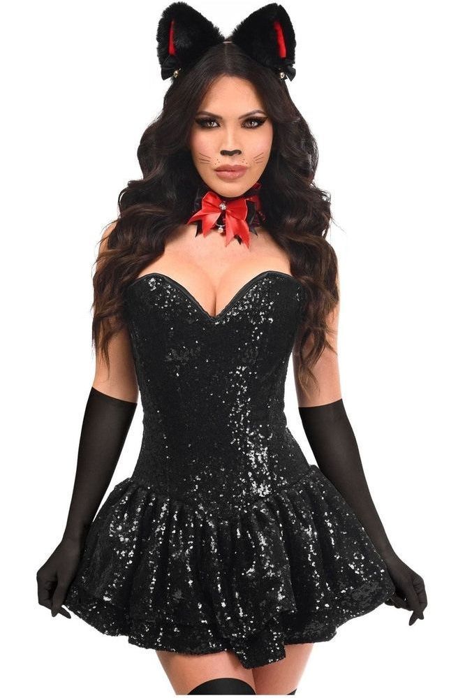 Top Drawer 5 PC Sequin Black/Red Cat Corset Dress Costume - Daisy Corsets