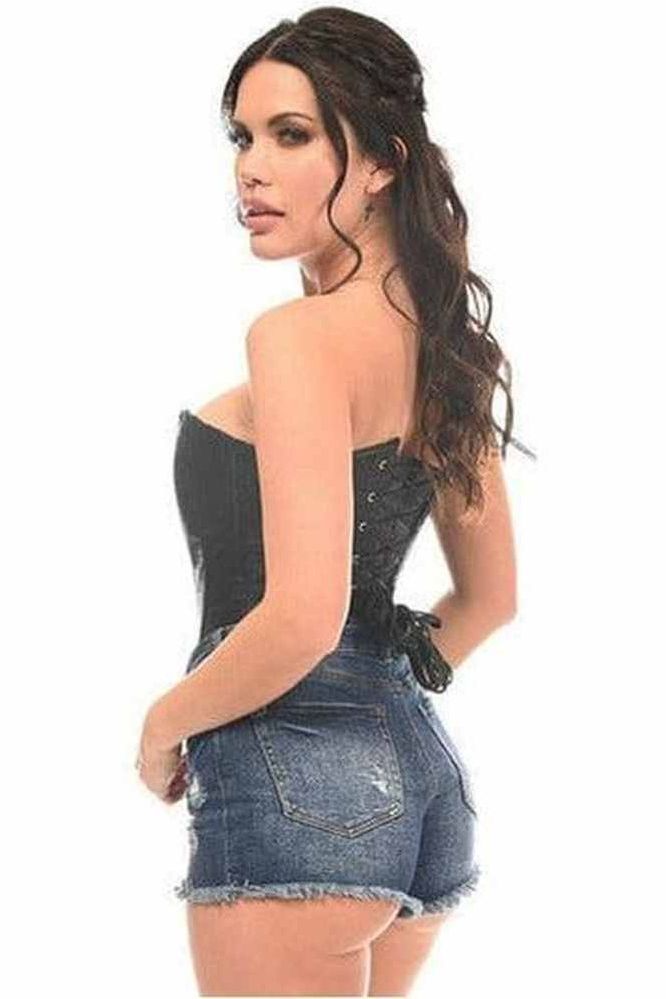 Top Drawer Black Brocade Steel Boned Corset - Daisy Corsets