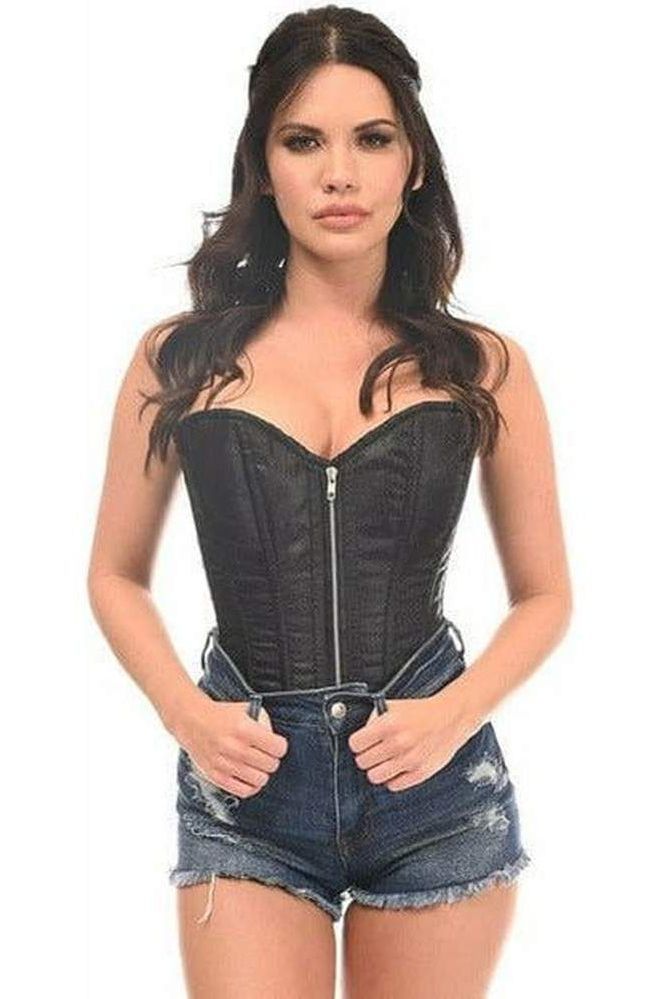 Top Drawer Black Brocade Steel Boned Corset - Daisy Corsets