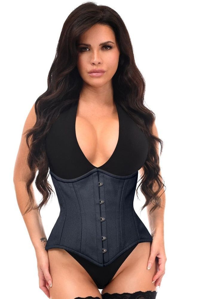 Top Drawer Black Cotton Double Steel Boned Waist Training Corset Cincher - Daisy Corsets