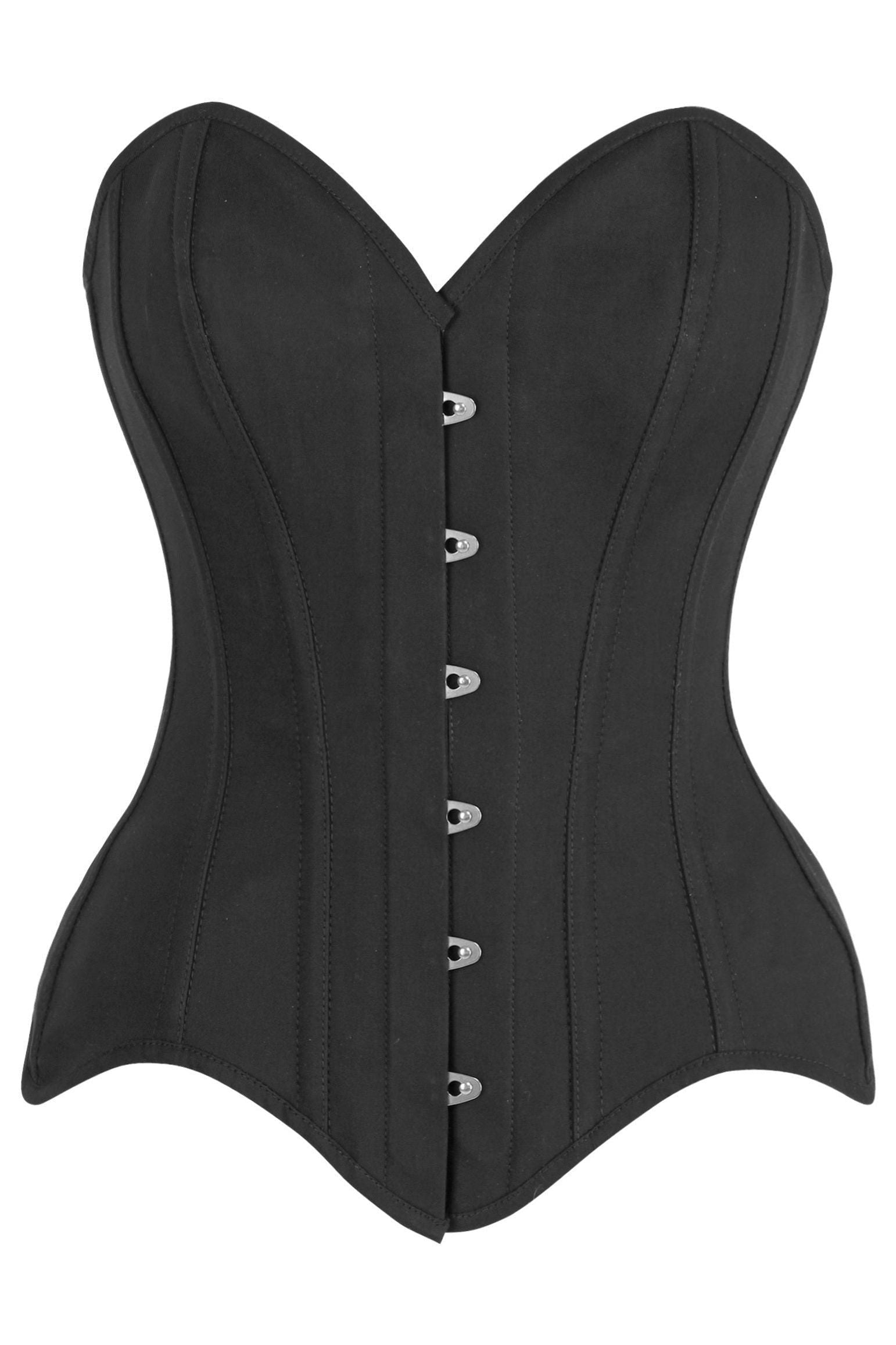 Top Drawer Black Cotton Steel Boned Overbust Corset - Daisy Corsets