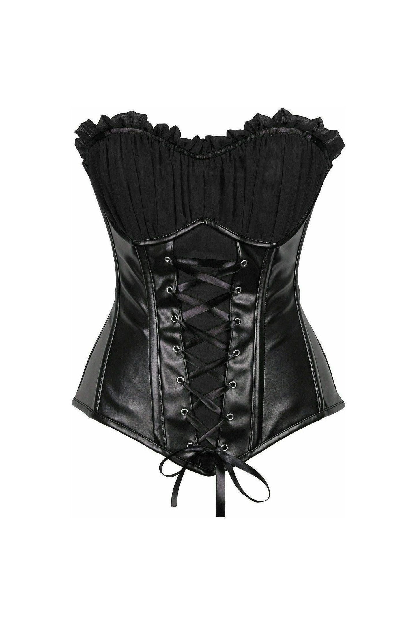 Top Drawer Black Faux Leather Lace - Up Steel Boned Corset - Daisy Corsets