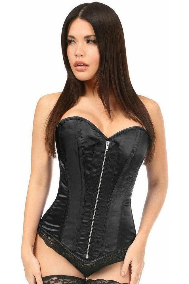Top Drawer Black Satin Steel Boned Corset - Daisy Corsets