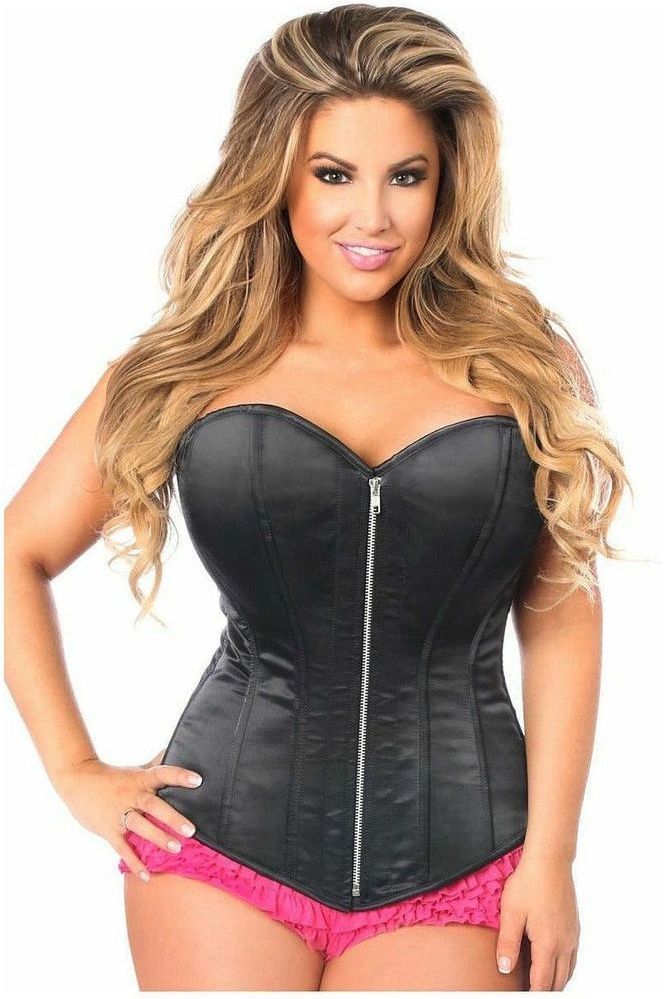 Top Drawer Black Satin Steel Boned Corset - Daisy Corsets