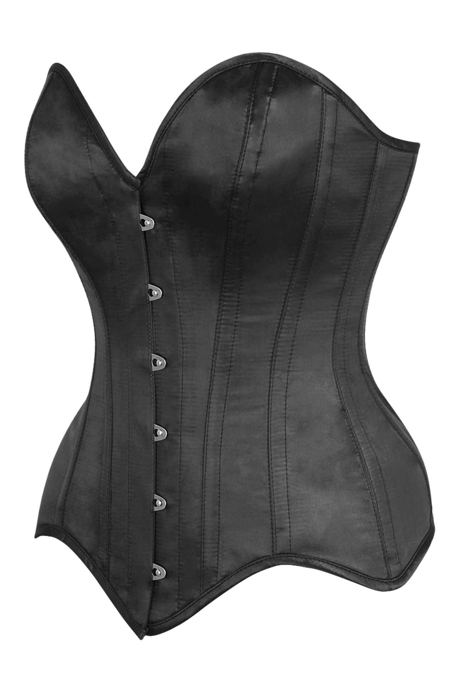 Top Drawer Black Satin Steel Boned Overbust Corset - Daisy Corsets