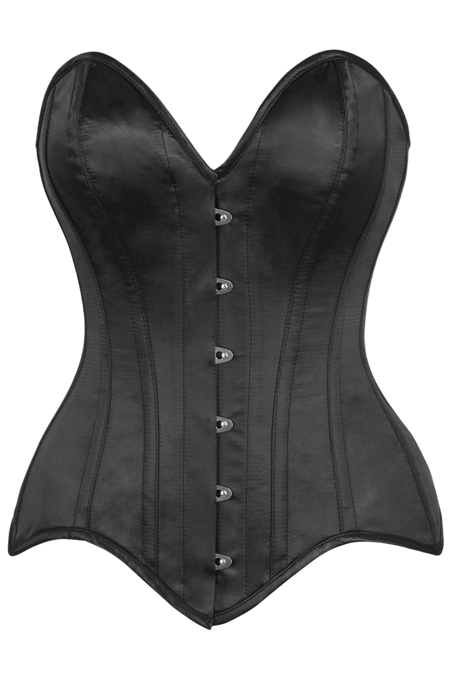Top Drawer Black Satin Steel Boned Overbust Corset - Daisy Corsets