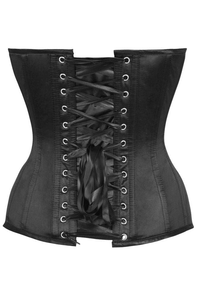 Top Drawer Black Satin Steel Boned Overbust Corset - Daisy Corsets