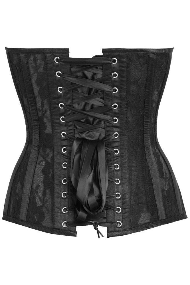 Top Drawer Black Sheer Mesh Net & Lace Steel Boned Overbust Corset - Daisy Corsets