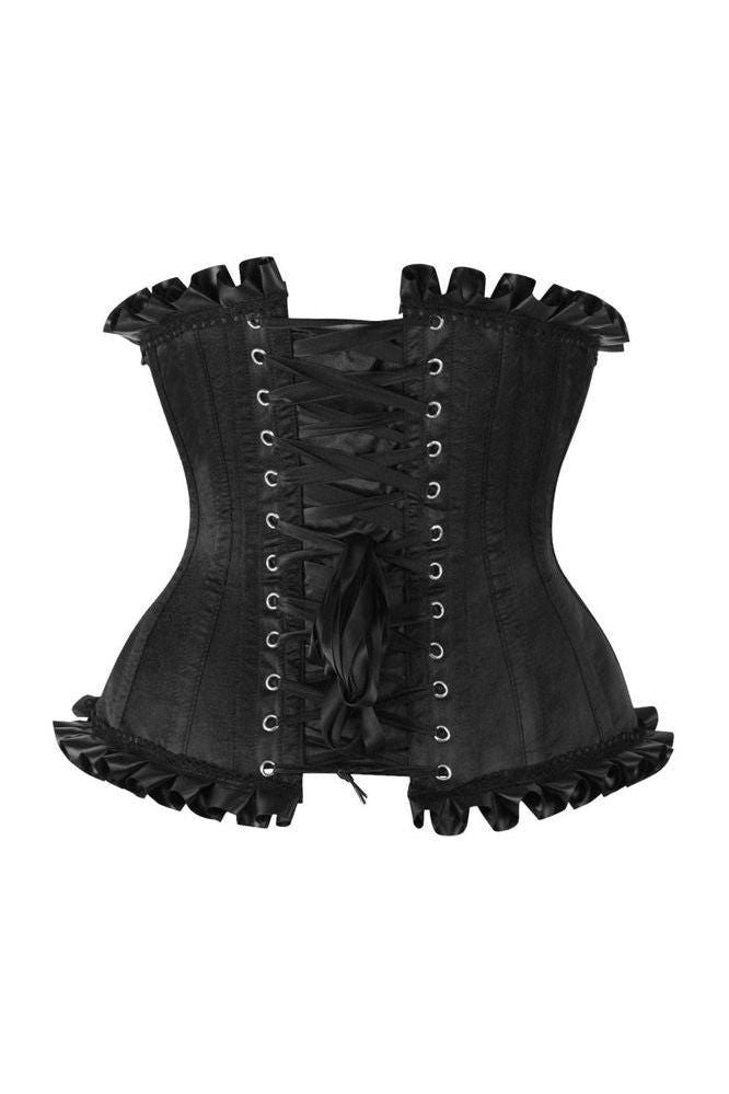 Top Drawer Black Steel Boned Burlesque Underbust Corset Waist Cincher - Daisy Corsets