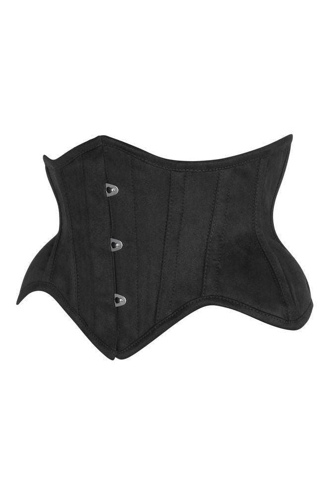 Top Drawer Black Suede Steel Boned Mini Waist Cincher Corset - Daisy Corsets