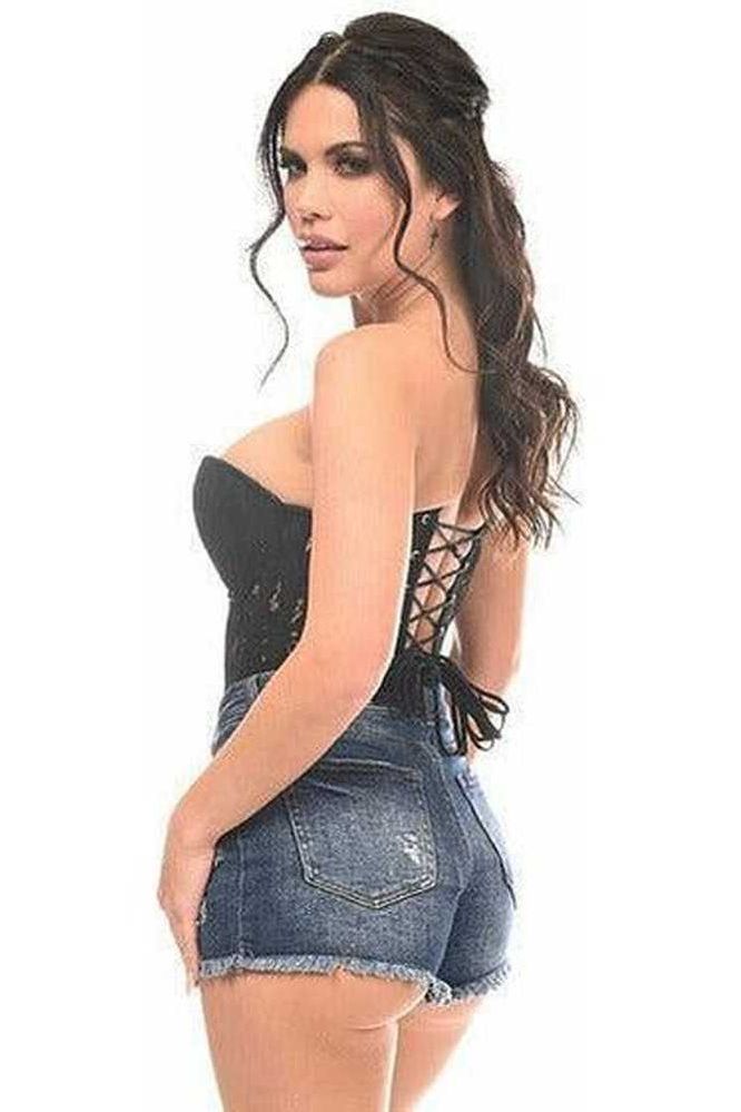 Top Drawer Black Underwire Sheer Lace Steel Boned Corset - Daisy Corsets