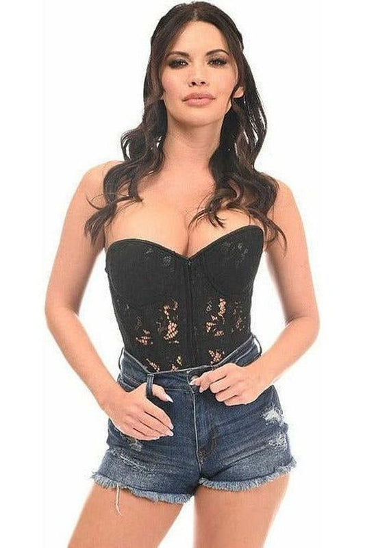 Top Drawer Black Underwire Sheer Lace Steel Boned Corset - Daisy Corsets