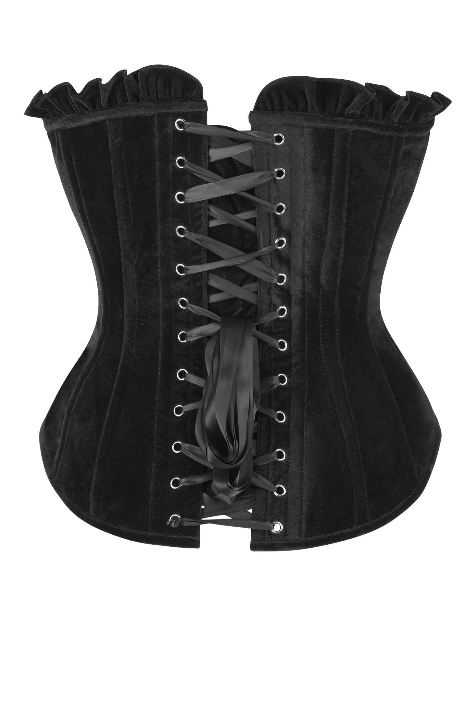 Top Drawer Black Velvet Lace - Up Steel Boned Overbust Corset - Daisy Corsets