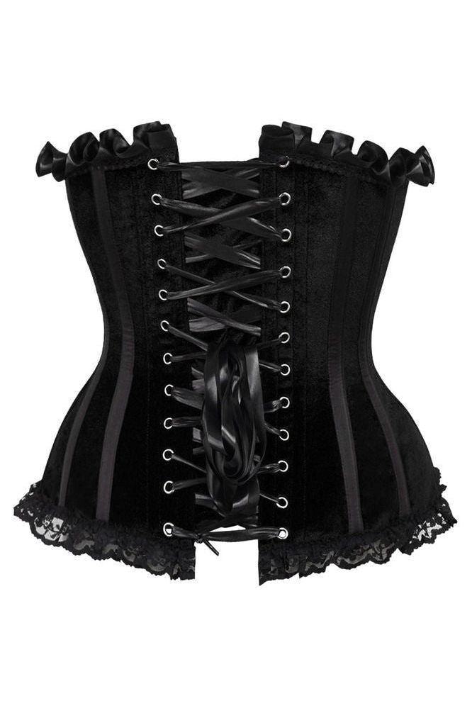 Top Drawer Black Velvet Steel Boned Burlesque Corset - Daisy Corsets