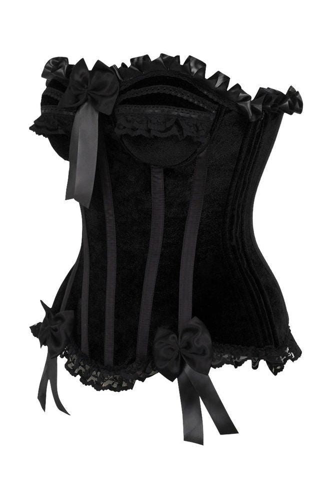 Top Drawer Black Velvet Steel Boned Burlesque Corset - Daisy Corsets