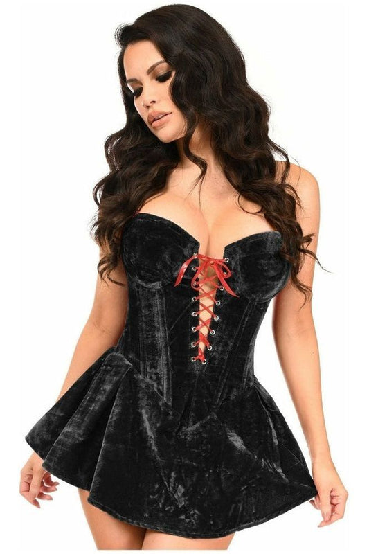 Top Drawer Black Velvet Steel Boned Corset Dress - Daisy Corsets