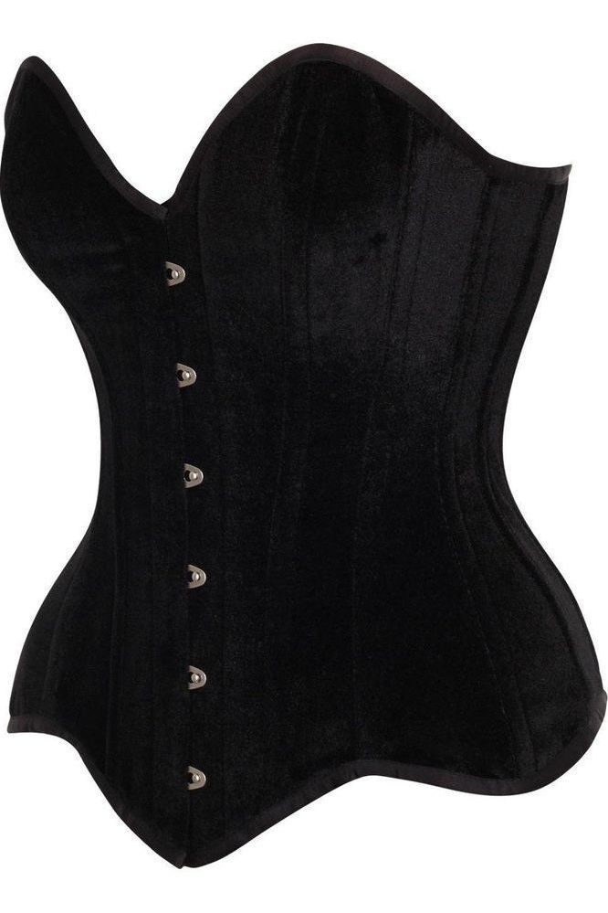 Top Drawer Black Velvet Steel Boned Overbust Corset - Daisy Corsets