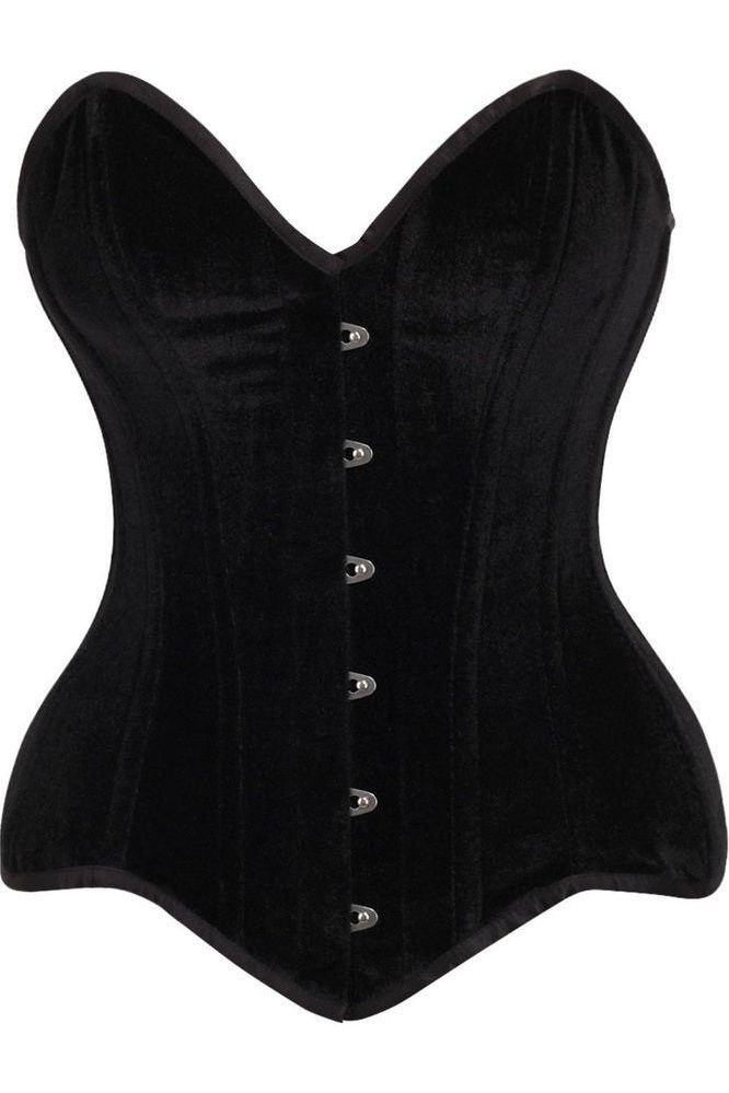 Top Drawer Black Velvet Steel Boned Overbust Corset - Daisy Corsets
