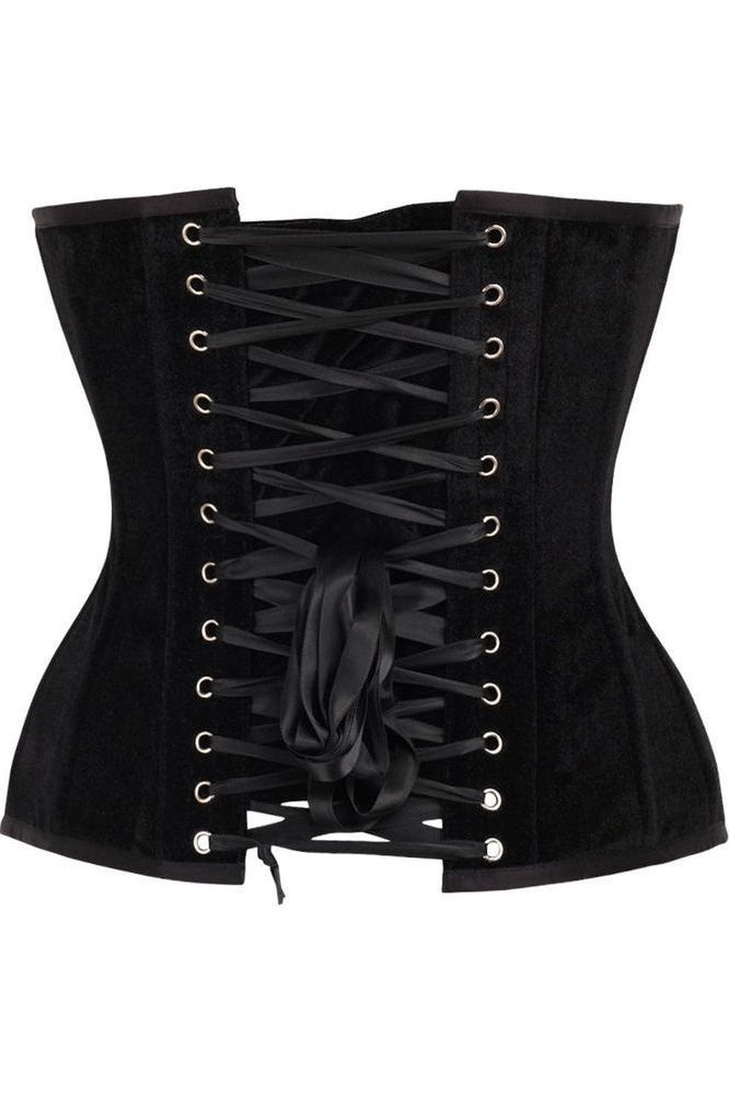 Top Drawer Black Velvet Steel Boned Overbust Corset - Daisy Corsets