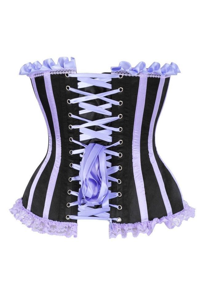 Top Drawer Black/Lavender Satin Steel Boned Burlesque Corset - Daisy Corsets