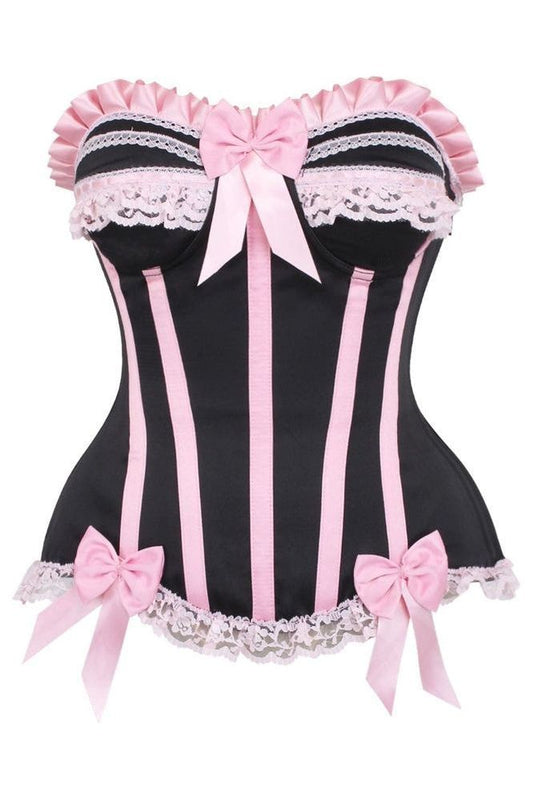 Top Drawer Black/Pink Steel Boned Burlesque Corset - Daisy Corsets