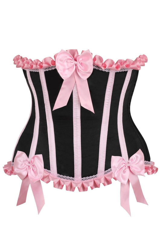 Top Drawer Black/Pink Steel Boned Burlesque Underbust Corset Waist Cincher - Daisy Corsets