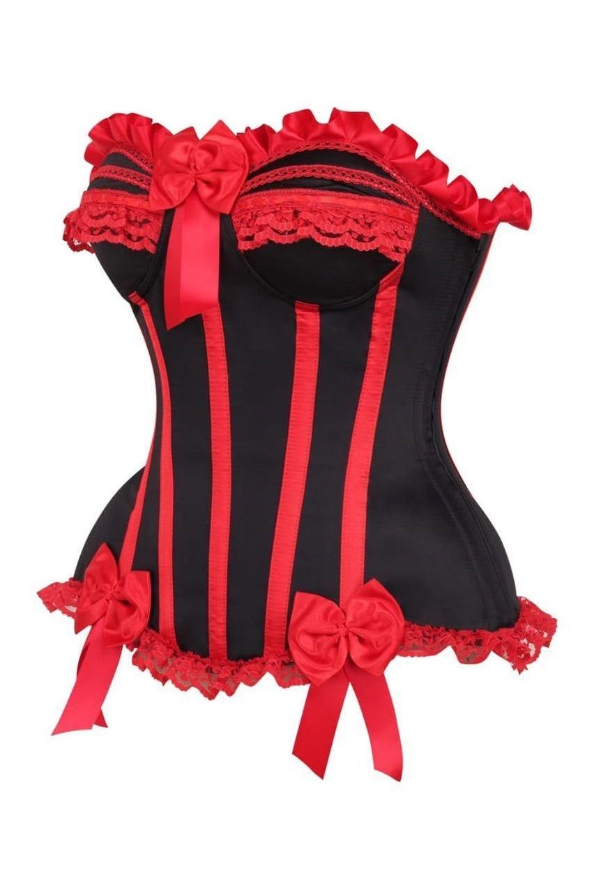 Top Drawer Black/Red Steel Boned Burlesque Corset - Daisy Corsets