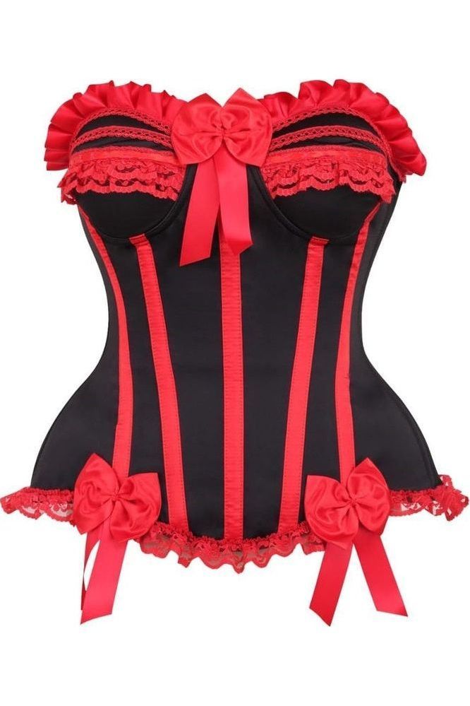 Top Drawer Black/Red Steel Boned Burlesque Corset - Daisy Corsets