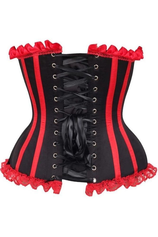 Top Drawer Black/Red Steel Boned Burlesque Corset - Daisy Corsets