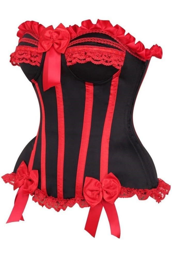 Top Drawer Black/Red Steel Boned Burlesque Corset - Daisy Corsets