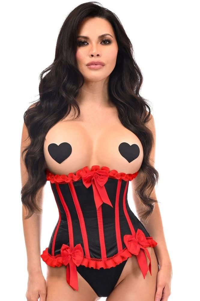 Top Drawer Black/Red Steel Boned Burlesque Underbust Corset Waist Cincher - Daisy Corsets