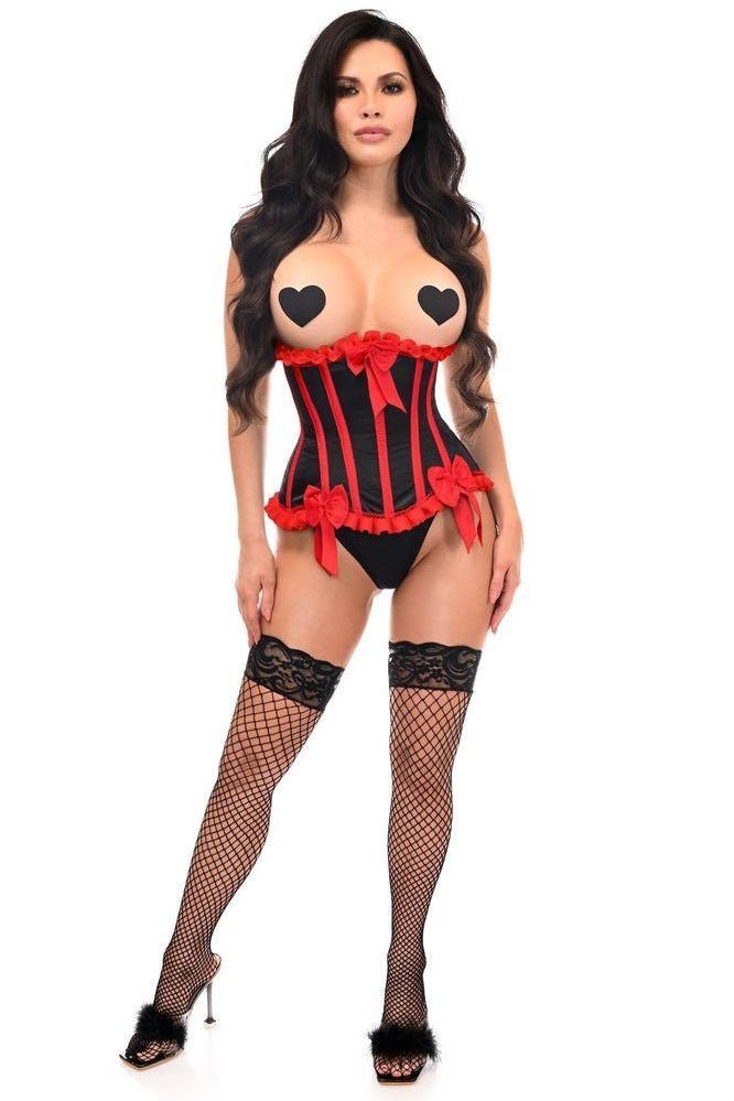 Top Drawer Black/Red Steel Boned Burlesque Underbust Corset Waist Cincher - Daisy Corsets
