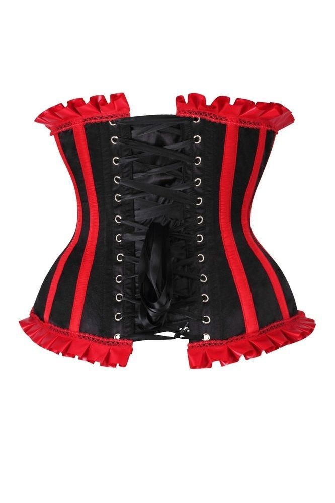 Top Drawer Black/Red Steel Boned Burlesque Underbust Corset Waist Cincher - Daisy Corsets