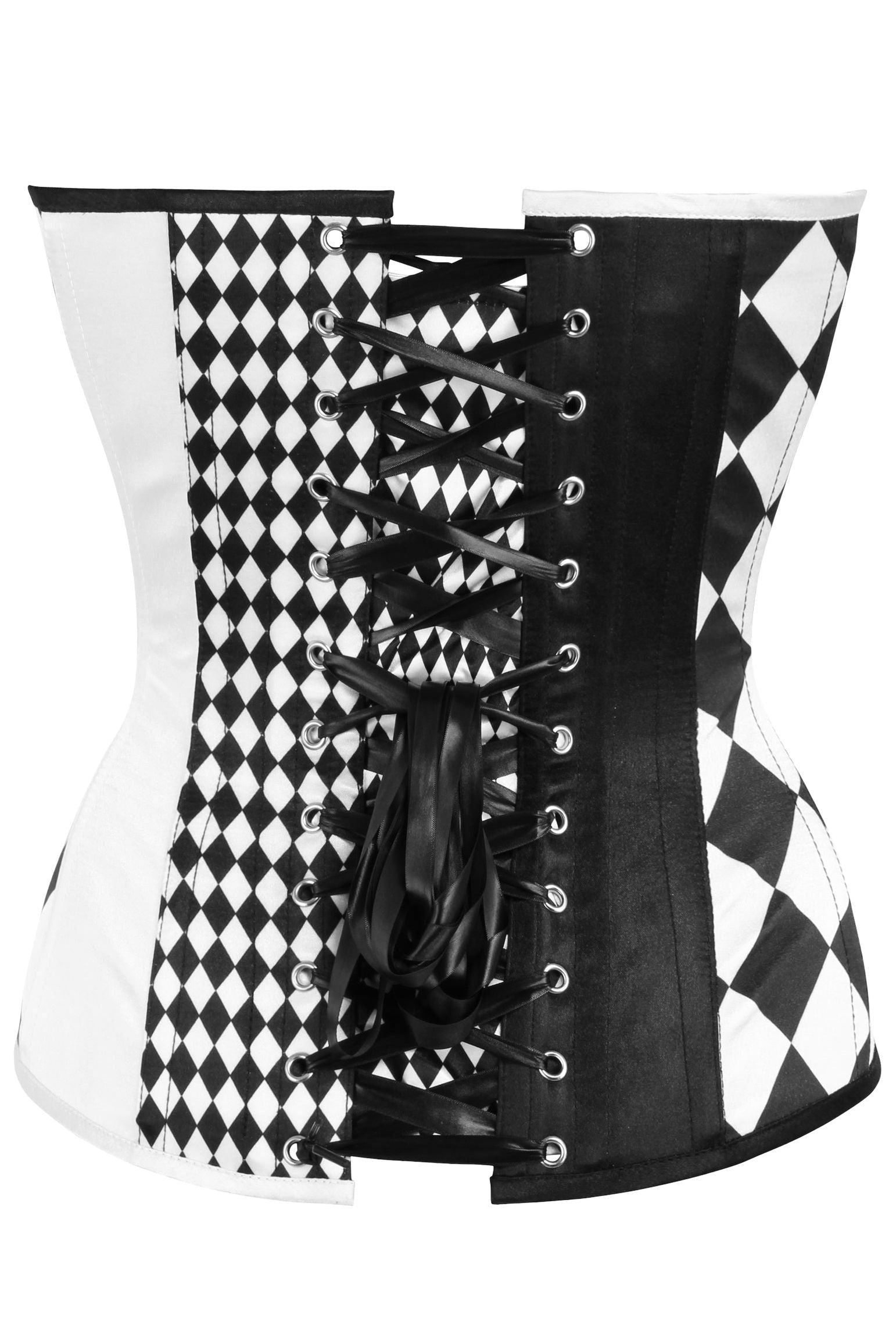 Top Drawer Black/White Print Steel Boned Corset - Daisy Corsets