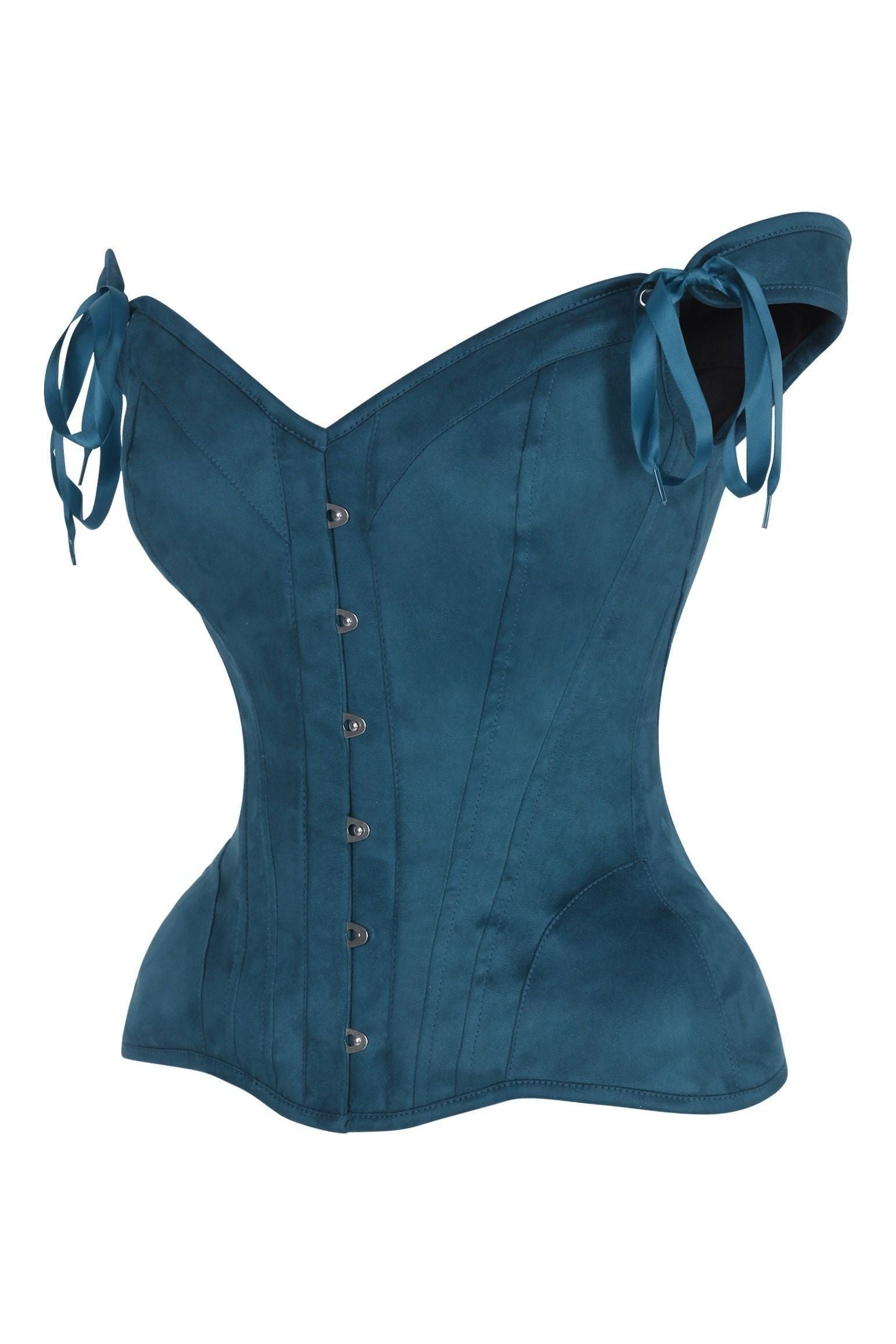 Top Drawer Blue Suede Steel Boned Corset w/Straps - Daisy Corsets