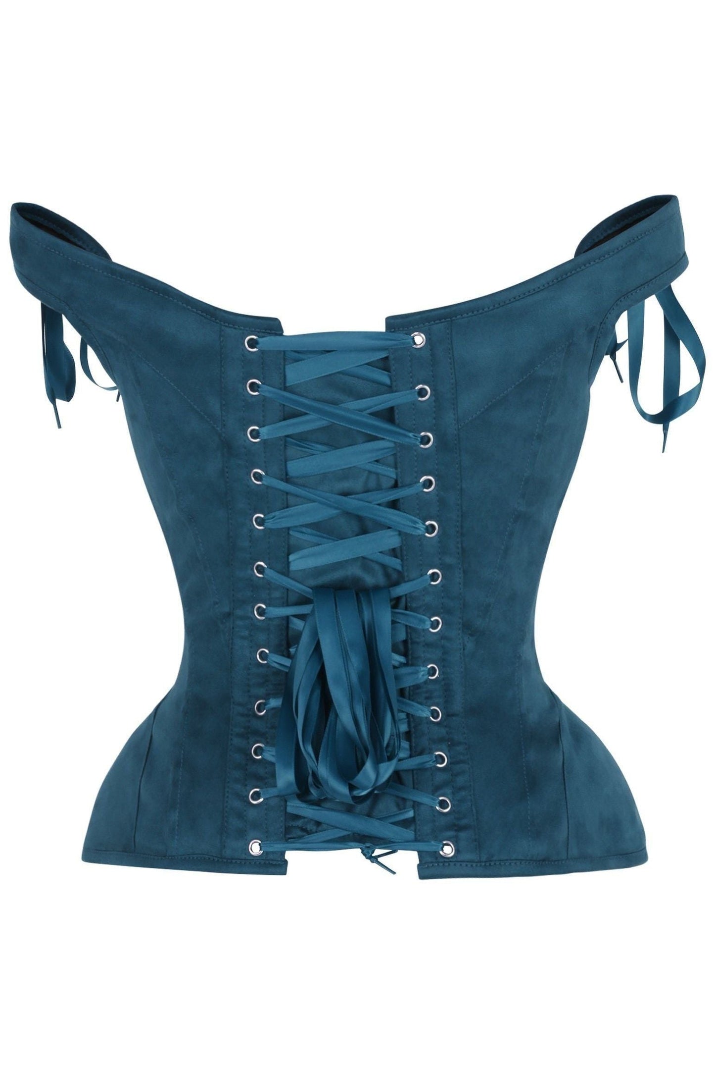 Top Drawer Blue Suede Steel Boned Corset w/Straps - Daisy Corsets