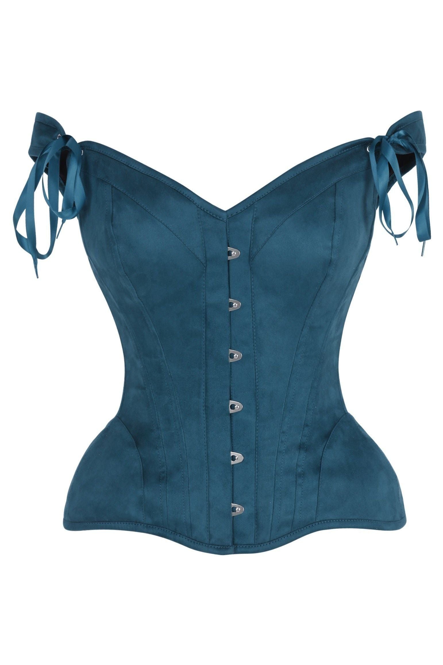Top Drawer Blue Suede Steel Boned Corset w/Straps - Daisy Corsets
