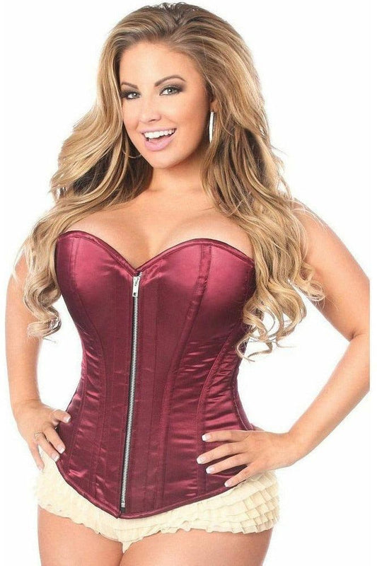 Top Drawer Bordeaux Satin Steel Boned Corset - Daisy Corsets