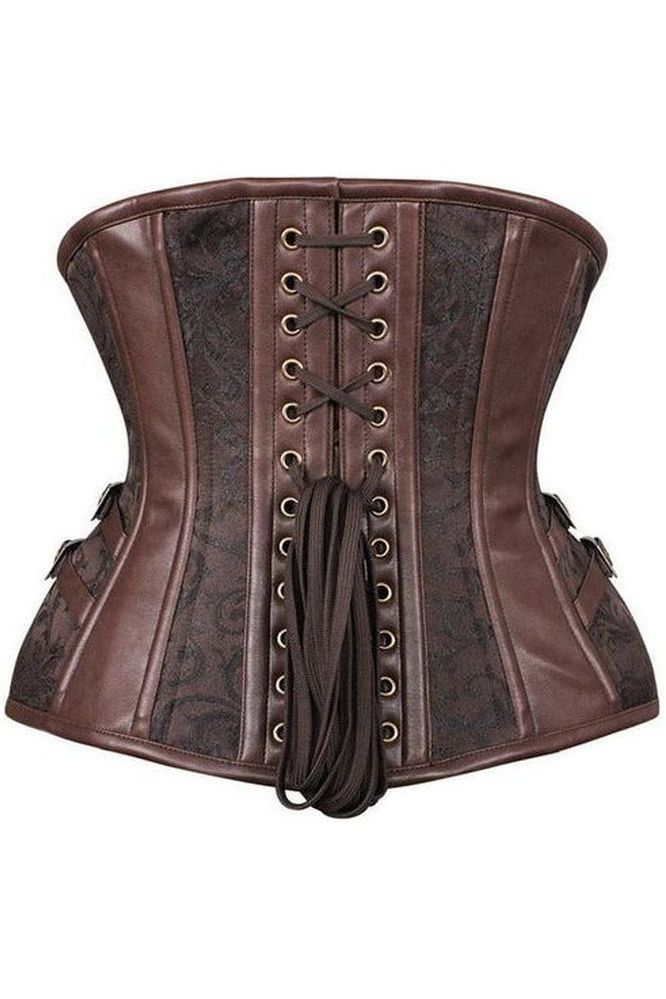 Top Drawer Brown Brocade Steampunk Steel Boned Underbust Corset - Daisy Corsets